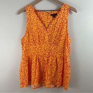 J. Crew Yellow & Pink Floral Peplum Tank